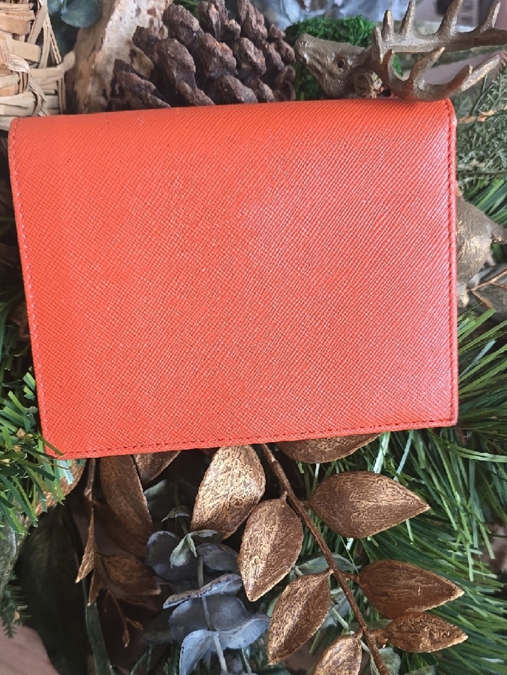 Prada Orange Saffiano Compact Wallet - Picture 2 of 12